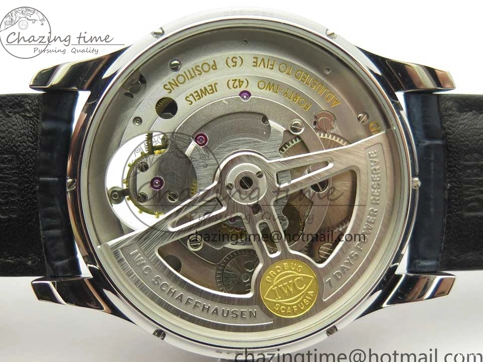 MIROTIME 0506 Portuguese Tourbillon IW5046 SS ZF Best Edition White Dial Blue Markers on Blue Leather Strap Fashionable 7149